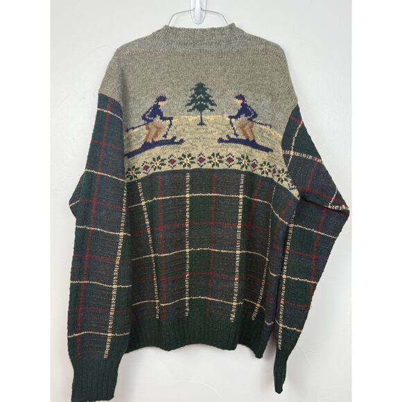 Vintage Polo Ralph Lauren Hand Knit Wool Ski Sweater XXL Fair Isle Plaid - Picture 5 of 9